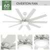 image:imageHunter 60 inch Outdoor or Indoor Ceiling Fan with LED Light  Ceiling Fan with Wall Control For Patio Garage or Porch Quiet Standard Mount 10 Blades  Overton 50719 Matte Nickel  with LED Light Standard Mount Wall Control Quiet 10 Blades For Patio Porch Garage 50719Matte White