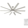 image:imageHunter 60 inch Outdoor or Indoor Ceiling Fan with LED Light  Ceiling Fan with Wall Control For Patio Garage or Porch Quiet Standard Mount 10 Blades  Overton 50719 Matte Nickel  with LED Light Standard Mount Wall Control Quiet 10 Blades For Patio Porch Garage 50719Matte Nickel