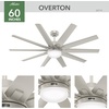 image:imageHunter 60 inch Outdoor or Indoor Ceiling Fan with LED Light  Ceiling Fan with Wall Control For Patio Garage or Porch Quiet Standard Mount 10 Blades  Overton 50719 Matte Nickel  with LED Light Standard Mount Wall Control Quiet 10 Blades For Patio Porch Garage 50719Matte Nickel