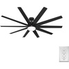 image:imageHunter 60 inch Outdoor or Indoor Ceiling Fan with LED Light  Ceiling Fan with Wall Control For Patio Garage or Porch Quiet Standard Mount 10 Blades  Overton 50719 Matte Nickel  with LED Light Standard Mount Wall Control Quiet 10 Blades For Patio Porch Garage 50719Matte Black