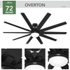 image:imageHunter 60 inch Outdoor or Indoor Ceiling Fan with LED Light  Ceiling Fan with Wall Control For Patio Garage or Porch Quiet Standard Mount 10 Blades  Overton 50719 Matte Nickel  with LED Light Standard Mount Wall Control Quiet 10 Blades For Patio Porch Garage 50719Matte Black