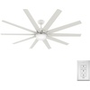 image:imageHunter 60 inch Outdoor or Indoor Ceiling Fan with LED Light  Ceiling Fan with Wall Control For Patio Garage or Porch Quiet Standard Mount 10 Blades  Overton 50719 Matte Nickel  with LED Light Standard Mount Wall Control Quiet 10 Blades For Patio Porch Garage 50719Matte White