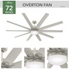 image:imageHunter 60 inch Outdoor or Indoor Ceiling Fan with LED Light  Ceiling Fan with Wall Control For Patio Garage or Porch Quiet Standard Mount 10 Blades  Overton 50719 Matte Nickel  with LED Light Standard Mount Wall Control Quiet 10 Blades For Patio Porch Garage 50719Matte Nickel