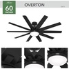 image:imageHunter 60 inch Outdoor or Indoor Ceiling Fan with LED Light  Ceiling Fan with Wall Control For Patio Garage or Porch Quiet Standard Mount 10 Blades  Overton 50719 Matte Nickel  with LED Light Standard Mount Wall Control Quiet 10 Blades For Patio Porch Garage 50719Matte Black