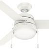 image:imageHunter Aker Indoor Ceiling Fan Modern Small 36 inch Fresh White  with LED Light and Pull Chain Standard Mount Quiet 3 Blades For Bedroom Home Office Laundry Room 59301Fresh White