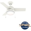 image:imageHunter Aker Indoor Ceiling Fan Modern Small 36 inch Fresh White  with LED Light and Pull Chain Standard Mount Quiet 3 Blades For Bedroom Home Office Laundry Room 59301Fresh White