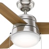 image:imageHunter Aker Indoor Ceiling Fan Modern Small 36 inch Fresh White  with LED Light and Pull Chain Standard Mount Quiet 3 Blades For Bedroom Home Office Laundry Room 59301Brushed Nickel