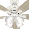 image:imageHunter Amberlin Indoor Ceiling Fan Pull Chain 52 inch Brushed Nickel  with LED Lights Standard Mount 5 Blades For Bedroom Living Room Includes Bulbs 53216Fresh White finish