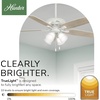 image:imageHunter Amberlin Indoor Ceiling Fan Pull Chain 52 inch Brushed Nickel  with LED Lights Standard Mount 5 Blades For Bedroom Living Room Includes Bulbs 53216Fresh White finish