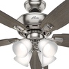 image:imageHunter Amberlin Indoor Ceiling Fan Pull Chain 52 inch Brushed Nickel  with LED Lights Standard Mount 5 Blades For Bedroom Living Room Includes Bulbs 53216Brushed Nickel Finish