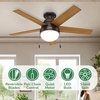image:imageHunter Anslee Indoor Ceiling Fan with LED Light 46 inch Fresh White  Low Profile Mount Pull Chain 5 Blades For Bedroom Living Room Kitchen 59269Brown