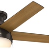 image:imageHunter Anslee Indoor Ceiling Fan with LED Light 46 inch Fresh White  Low Profile Mount Pull Chain 5 Blades For Bedroom Living Room Kitchen 59269Brown