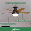 image:imageHunter Anslee Indoor Ceiling Fan with LED Light 46 inch Fresh White  Low Profile Mount Pull Chain 5 Blades For Bedroom Living Room Kitchen 59269Brown