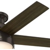 image:imageHunter Anslee Indoor Ceiling Fan with LED Light 46 inch Fresh White  Low Profile Mount Pull Chain 5 Blades For Bedroom Living Room Kitchen 59269Brown