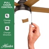 image:imageHunter Anslee Indoor Ceiling Fan with LED Light 46 inch Fresh White  Low Profile Mount Pull Chain 5 Blades For Bedroom Living Room Kitchen 59269Brown