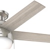 image:imageHunter Anslee Indoor Ceiling Fan with LED Light 46 inch Fresh White  Low Profile Mount Pull Chain 5 Blades For Bedroom Living Room Kitchen 59269Brushed Nickel Finish