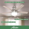 image:imageHunter Anslee Indoor Ceiling Fan with LED Light 46 inch Fresh White  Low Profile Mount Pull Chain 5 Blades For Bedroom Living Room Kitchen 59269Brushed Nickel Finish