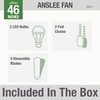 image:imageHunter Anslee Indoor Ceiling Fan with LED Light 46 inch Fresh White  Low Profile Mount Pull Chain 5 Blades For Bedroom Living Room Kitchen 59269Brushed Nickel Finish