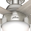 image:imageHunter Anslee Indoor Ceiling Fan with LED Light 46 inch Fresh White  Low Profile Mount Pull Chain 5 Blades For Bedroom Living Room Kitchen 59269Brushed Nickel Finish