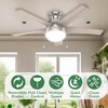 image:imageHunter Anslee Indoor Ceiling Fan with LED Light 46 inch Fresh White  Low Profile Mount Pull Chain 5 Blades For Bedroom Living Room Kitchen 59269Brushed Nickel Finish