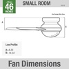 image:imageHunter Anslee Indoor Ceiling Fan with LED Light 46 inch Fresh White  Low Profile Mount Pull Chain 5 Blades For Bedroom Living Room Kitchen 59269Brushed Nickel Finish