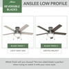 image:imageHunter Anslee Indoor Ceiling Fan with LED Light 46 inch Fresh White  Low Profile Mount Pull Chain 5 Blades For Bedroom Living Room Kitchen 59269Matte Silver finish