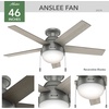 image:imageHunter Anslee Indoor Ceiling Fan with LED Light 46 inch Fresh White  Low Profile Mount Pull Chain 5 Blades For Bedroom Living Room Kitchen 59269Matte Silver finish