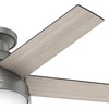 image:imageHunter Anslee Indoor Ceiling Fan with LED Light 46 inch Fresh White  Low Profile Mount Pull Chain 5 Blades For Bedroom Living Room Kitchen 59269Matte Silver finish