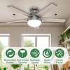 image:imageHunter Anslee Indoor Ceiling Fan with LED Light 46 inch Fresh White  Low Profile Mount Pull Chain 5 Blades For Bedroom Living Room Kitchen 59269Matte Silver finish