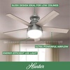 image:imageHunter Anslee Indoor Ceiling Fan with LED Light 46 inch Fresh White  Low Profile Mount Pull Chain 5 Blades For Bedroom Living Room Kitchen 59269Matte Silver finish