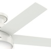 image:imageHunter Anslee Indoor Ceiling Fan with LED Light 46 inch Fresh White  Low Profile Mount Pull Chain 5 Blades For Bedroom Living Room Kitchen 59269White