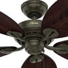 image:imageHunter Bayview Outdoor or Indoor Ceiling Fan No Light 54 inch White  Standard Mount Pull Chain 5 Blades For Living Room Patio Porch Garage 50474Provencal Gold finish