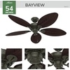 image:imageHunter Bayview Outdoor or Indoor Ceiling Fan No Light 54 inch White  Standard Mount Pull Chain 5 Blades For Living Room Patio Porch Garage 50474Provencal Gold finish