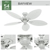 image:imageHunter Bayview Outdoor or Indoor Ceiling Fan No Light 54 inch White  Standard Mount Pull Chain 5 Blades For Living Room Patio Porch Garage 50474White Finish