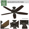 image:imageHunter Builder Elite Outdoor or Indoor Ceiling Fan 52 inch Matte Black  No Light Standard Mount Pull Chain 5 Blades For Living Room Patio Porch 53294New Bronze finish