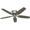 image:imageHunter Builder Indoor Ceiling Fan with LED Lights 52 inch New Bronze  Low Profile Flush Mount Pull Chain 5 Blades For Bedroom Living Room Kitchen 53327Brushed Nickel  Light Grey Oak