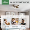 image:imageHunter Builder Indoor Ceiling Fan with LED Lights 52 inch New Bronze  Low Profile Flush Mount Pull Chain 5 Blades For Bedroom Living Room Kitchen 53327Brushed Nickel