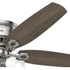 image:imageHunter Builder Indoor Ceiling Fan with LED Lights 52 inch New Bronze  Low Profile Flush Mount Pull Chain 5 Blades For Bedroom Living Room Kitchen 53327Brushed Nickel  Light Grey Oak