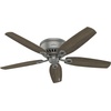 image:imageHunter Builder Indoor Ceiling Fan with LED Lights 52 inch New Bronze  Low Profile Flush Mount Pull Chain 5 Blades For Bedroom Living Room Kitchen 53327Matte Silver