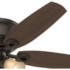 image:imageHunter Builder Indoor Ceiling Fan with LED Lights 52 inch New Bronze  Low Profile Flush Mount Pull Chain 5 Blades For Bedroom Living Room Kitchen 53327New Bronze