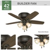 image:imageHunter Builder Indoor Ceiling Fan with LED Lights 52 inch New Bronze  Low Profile Flush Mount Pull Chain 5 Blades For Bedroom Living Room Kitchen 53327New Bronze