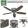 image:imageHunter Builder Indoor Ceiling Fan with LED Lights 52 inch New Bronze  Low Profile Flush Mount Pull Chain 5 Blades For Bedroom Living Room Kitchen 53327Matte Silver