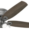 image:imageHunter Builder Indoor Ceiling Fan with LED Lights 52 inch New Bronze  Low Profile Flush Mount Pull Chain 5 Blades For Bedroom Living Room Kitchen 53327Matte Silver