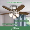 image:imageHunter Builder Indoor Ceiling Fan with LED Lights 52 inch New Bronze  Low Profile Flush Mount Pull Chain 5 Blades For Bedroom Living Room Kitchen 53327Brushed Nickel