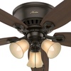 image:imageHunter Builder Indoor Ceiling Fan with LED Lights 52 inch New Bronze  Low Profile Flush Mount Pull Chain 5 Blades For Bedroom Living Room Kitchen 53327New Bronze