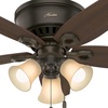 image:imageHunter Builder Indoor Ceiling Fan with LED Lights 52 inch New Bronze  Low Profile Flush Mount Pull Chain 5 Blades For Bedroom Living Room Kitchen 53327New Bronze