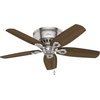 image:imageHunter Builder Indoor Ceiling Fan with LED Lights 52 inch New Bronze  Low Profile Flush Mount Pull Chain 5 Blades For Bedroom Living Room Kitchen 53327Brushed Nickel
