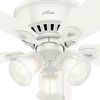 image:imageHunter Builder Indoor Ceiling Fan with LED Lights 52 inch New Bronze  Low Profile Flush Mount Pull Chain 5 Blades For Bedroom Living Room Kitchen 53327Snow White