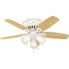 image:imageHunter Builder Indoor Ceiling Fan with LED Lights 52 inch New Bronze  Low Profile Flush Mount Pull Chain 5 Blades For Bedroom Living Room Kitchen 53327Snow White