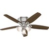 image:imageHunter Builder Indoor Ceiling Fan with LED Lights 52 inch New Bronze  Low Profile Flush Mount Pull Chain 5 Blades For Bedroom Living Room Kitchen 53327Brushed Nickel  Brazilian Cherry